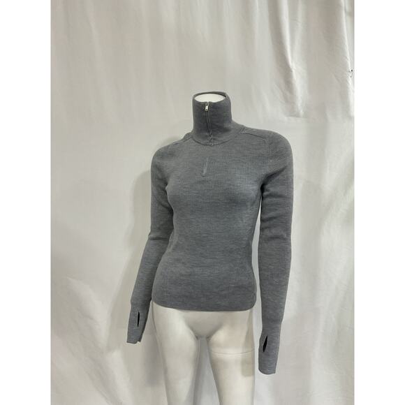 Cos Ribbed Wool Gray Half-Zip Top Size S - Picture 2 of 5